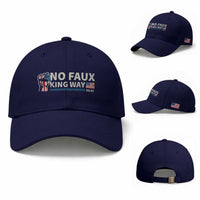 Funny No Faux King Way 8647 Baseball Cap Vintage American Flag