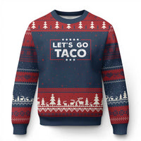 Funny Let's Go Taco Ugly Christmas Sweater Vintage Star Stripes - Wonder Print Shop