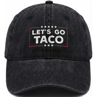 Funny Let's Go Taco Washed Cotton Baseball Cap Vintage Star Stripes