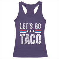 Funny Let's Go Taco Always Chickens Out Racerback Tank Top Vintage Star Stripes