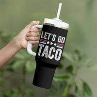 Funny Let's Go Taco Always Chickens Out Tumbler With Handle Vintage Star Stripes