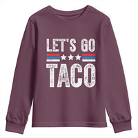 Funny Let's Go Taco Always Chickens Out Youth Sweatshirt Vintage Star Stripes