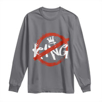 Funny No King Graffiti Style Crown Long Sleeve Shirt - Wonder Print Shop