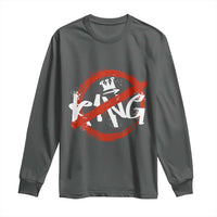 Funny No King Graffiti Style Crown Long Sleeve Shirt - Wonder Print Shop