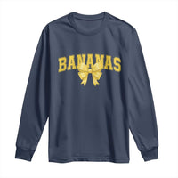 Funny Bananas Coquette Bow Baseball Player Long Sleeve Shirt - Wonder Print Shop