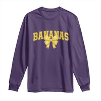 Funny Bananas Coquette Bow Baseball Player Long Sleeve Shirt - Wonder Print Shop