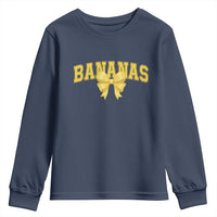 Funny Bananas Coquette Bow Baseball Player Youth Sweatshirt - Wonder Print Shop