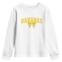 Funny Bananas Coquette Bow Baseball Player Youth Sweatshirt - Wonder Print Shop