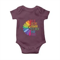 LGBTQ Be A Decent Human Its Not That Hard Baby Onesie Rainbow Flower