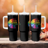 LGBTQ Be A Decent Human Its Not That Hard Tumbler With Handle Rainbow Flower