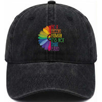 LGBTQ Be A Decent Human Its Not That Hard Washed Cotton Baseball Cap Rainbow Flower