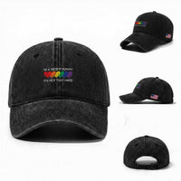 LGBTQ Be A Decent Human Its Not That Hard Washed Cotton Baseball Cap Rainbow Hearts