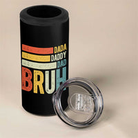 Funny Dada Daddy Dad Bruh 4 in 1 Can Cooler Tumbler Fathers Day Vintage Stripes