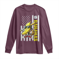 Funny Bananas Lover Baseball Vintage American Flag Long Sleeve Shirt - Wonder Print Shop