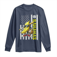Funny Bananas Lover Baseball Vintage American Flag Long Sleeve Shirt - Wonder Print Shop