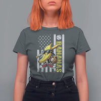 Funny Bananas Lover Baseball Vintage American Flag T Shirt For Women - Wonder Print Shop