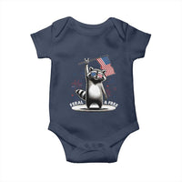 Funny Feral And Free Baby Onesie 4th of July Patriotic Raccoon With American Flag Fireworks - Wonder Print Shop