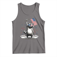 Funny Feral And Free Tank Top 4th of July Patriotic Raccoon With American Flag Fireworks - Wonder Print Shop