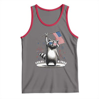 Funny Feral And Free Tank Top 4th of July Patriotic Raccoon With American Flag Fireworks - Wonder Print Shop
