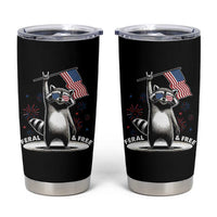 Funny Feral And Free Tumbler Cup 4th of July Patriotic Raccoon With American Flag Fireworks - Wonder Print Shop