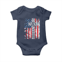 One Nation Under God Baby Onesie 4th Of July Patriotic Christian Vintage Cross American Flag - Wonder Print Shop