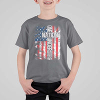 One Nation Under God T Shirt For Kid 4th Of July Patriotic Christian Vintage Cross American Flag - Wonder Print Shop