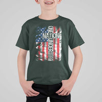 One Nation Under God T Shirt For Kid 4th Of July Patriotic Christian Vintage Cross American Flag - Wonder Print Shop