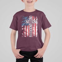 One Nation Under God T Shirt For Kid 4th Of July Patriotic Christian Vintage Cross American Flag - Wonder Print Shop