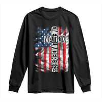 One Nation Under God Long Sleeve Shirt 4th Of July Patriotic Christian Vintage Cross American Flag - Wonder Print Shop