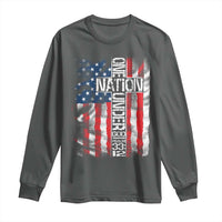 One Nation Under God Long Sleeve Shirt 4th Of July Patriotic Christian Vintage Cross American Flag - Wonder Print Shop