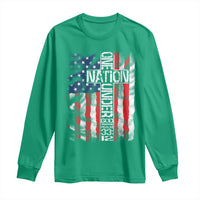 One Nation Under God Long Sleeve Shirt 4th Of July Patriotic Christian Vintage Cross American Flag - Wonder Print Shop