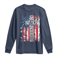 One Nation Under God Long Sleeve Shirt 4th Of July Patriotic Christian Vintage Cross American Flag - Wonder Print Shop