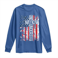 One Nation Under God Long Sleeve Shirt 4th Of July Patriotic Christian Vintage Cross American Flag - Wonder Print Shop