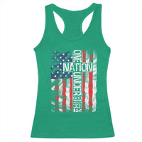 One Nation Under God Racerback Tank Top 4th Of July Patriotic Christian Vintage Cross American Flag - Wonder Print Shop
