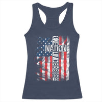 One Nation Under God Racerback Tank Top 4th Of July Patriotic Christian Vintage Cross American Flag - Wonder Print Shop