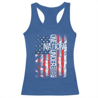 One Nation Under God Racerback Tank Top 4th Of July Patriotic Christian Vintage Cross American Flag - Wonder Print Shop