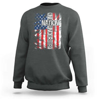 One Nation Under God Sweatshirt 4th Of July Patriotic Christian Vintage Cross American Flag - Wonder Print Shop