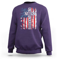 One Nation Under God Sweatshirt 4th Of July Patriotic Christian Vintage Cross American Flag - Wonder Print Shop