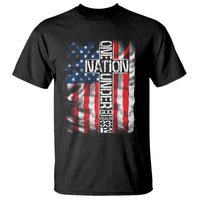 One Nation Under God T Shirt 4th Of July Patriotic Christian Vintage Cross American Flag - Wonder Print Shop