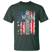 One Nation Under God T Shirt 4th Of July Patriotic Christian Vintage Cross American Flag - Wonder Print Shop
