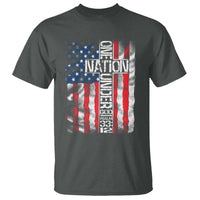 One Nation Under God T Shirt 4th Of July Patriotic Christian Vintage Cross American Flag - Wonder Print Shop