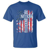 One Nation Under God T Shirt 4th Of July Patriotic Christian Vintage Cross American Flag - Wonder Print Shop