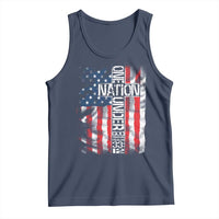 One Nation Under God Tank Top 4th Of July Patriotic Christian Vintage Cross American Flag - Wonder Print Shop