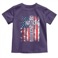 One Nation Under God Toddler T Shirt 4th Of July Patriotic Christian Vintage Cross American Flag - Wonder Print Shop