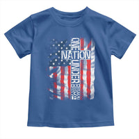 One Nation Under God Toddler T Shirt 4th Of July Patriotic Christian Vintage Cross American Flag - Wonder Print Shop