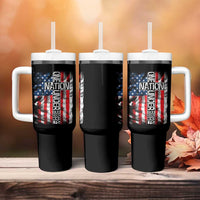 One Nation Under God Tumbler With Handle 4th Of July Patriotic Christian Vintage Cross American Flag - Wonder Print Shop