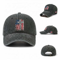 One Nation Under God Washed Cotton Baseball Cap 4th Of July Patriotic Christian Vintage Cross American Flag