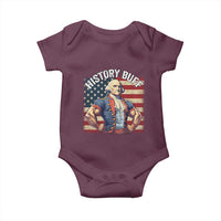 Funny George Washington Weightlifting History Buff Baby Onesie 4th of July Patriotic - Wonder Print Shop