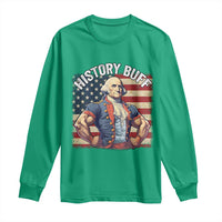 Funny George Washington Weightlifting History Buff Long Sleeve Shirt 4th of July Patriotic - Wonder Print Shop