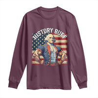 Funny George Washington Weightlifting History Buff Long Sleeve Shirt 4th of July Patriotic - Wonder Print Shop